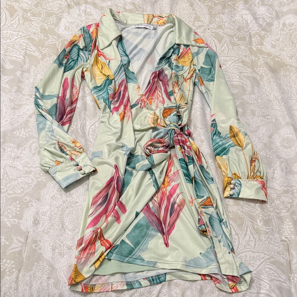 Floral Wrap Mini Dress
